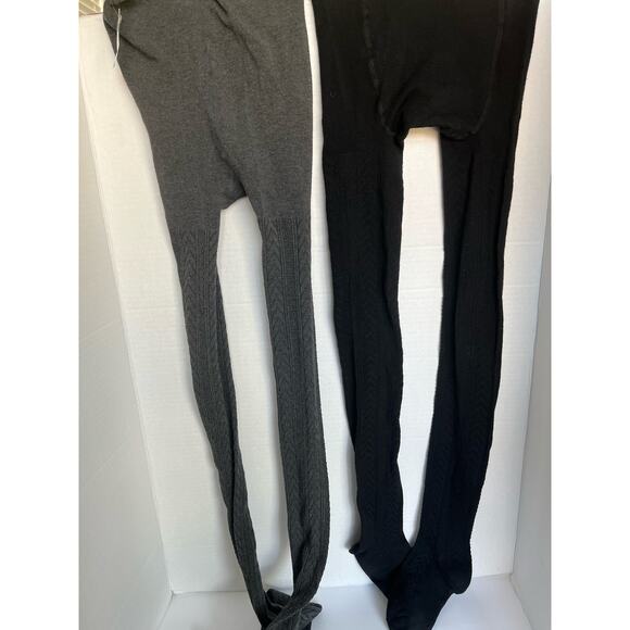 NWT 2 Pair of Old Navy Textured Black and GrayWinter Warm Tights Size XL - Picture 5 of 9